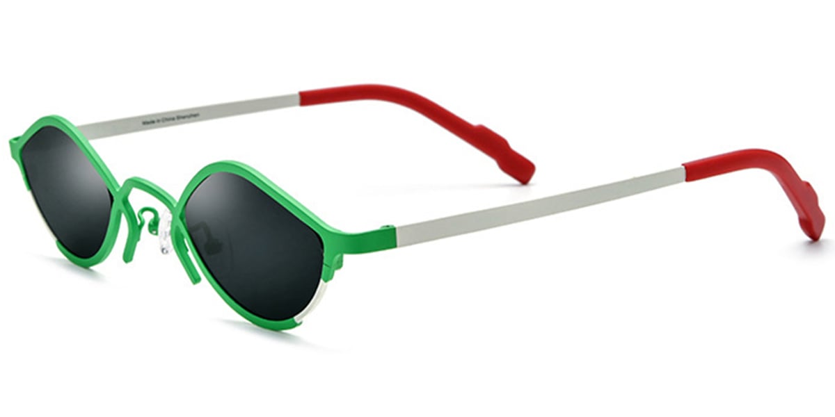 Titanium Geometric Sunglasses green+dark_grey_polarized