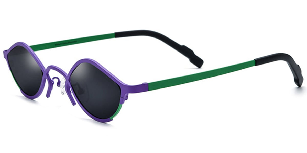 Titanium Geometric Sunglasses purple+dark_grey_polarized