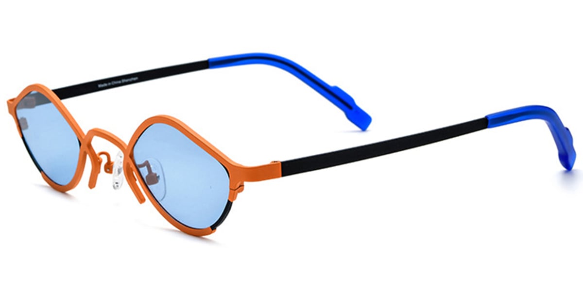 Titanium Geometric Sunglasses orange+blue_polarized