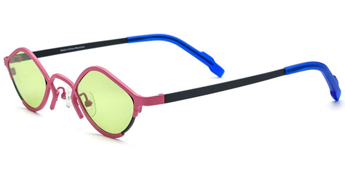 Titanium Geometric Sunglasses pink+green_polarized