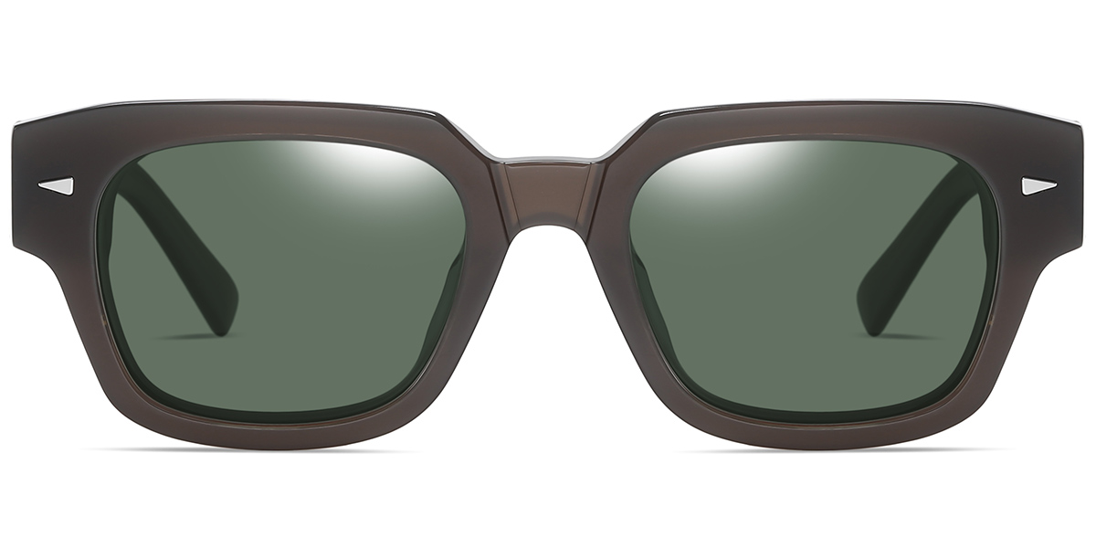 Acetate Square Sunglasses brown+dark_green_polarized