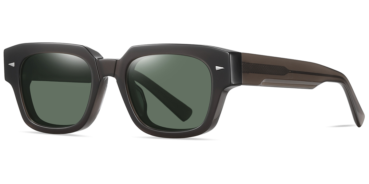 Acetate Square Sunglasses brown+dark_green_polarized