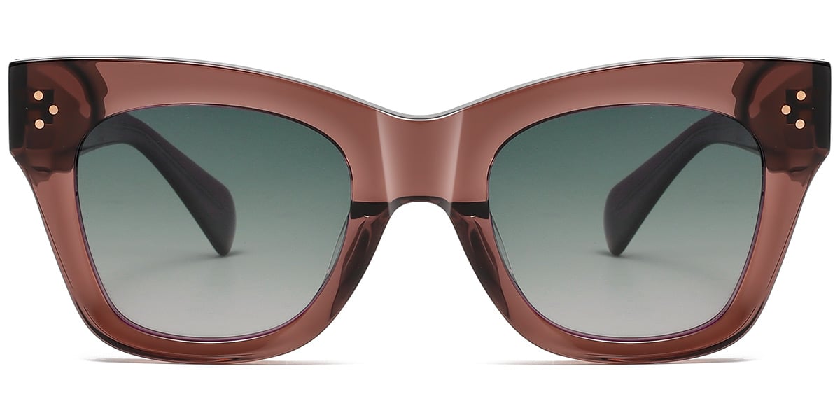 Acetate Cat Eye Sunglasses translucent-brown+gradient_green_polarized