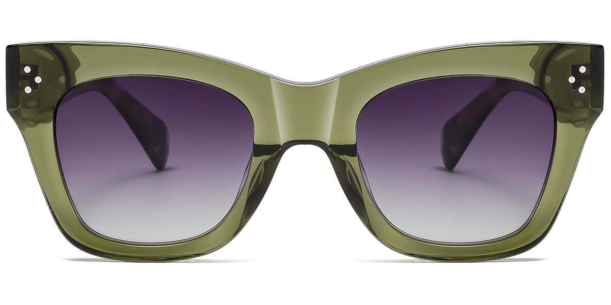 Acetate Cat Eye Sunglasses translucent-green+gradient_grey_polarized