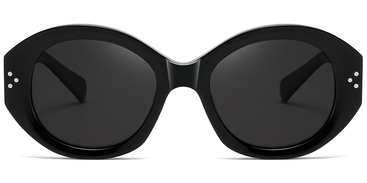 Acetate Rectangle Sunglasses black+dark_grey_polarized