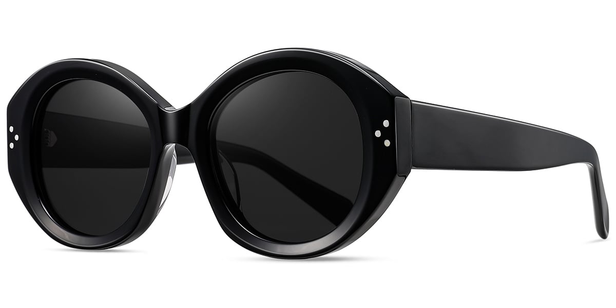 Acetate Rectangle Sunglasses black+dark_grey_polarized