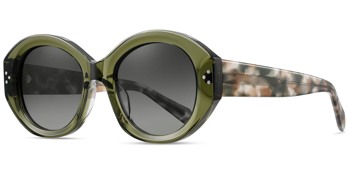 Acetate Rectangle Sunglasses translucent-green+gradient_green_polarized