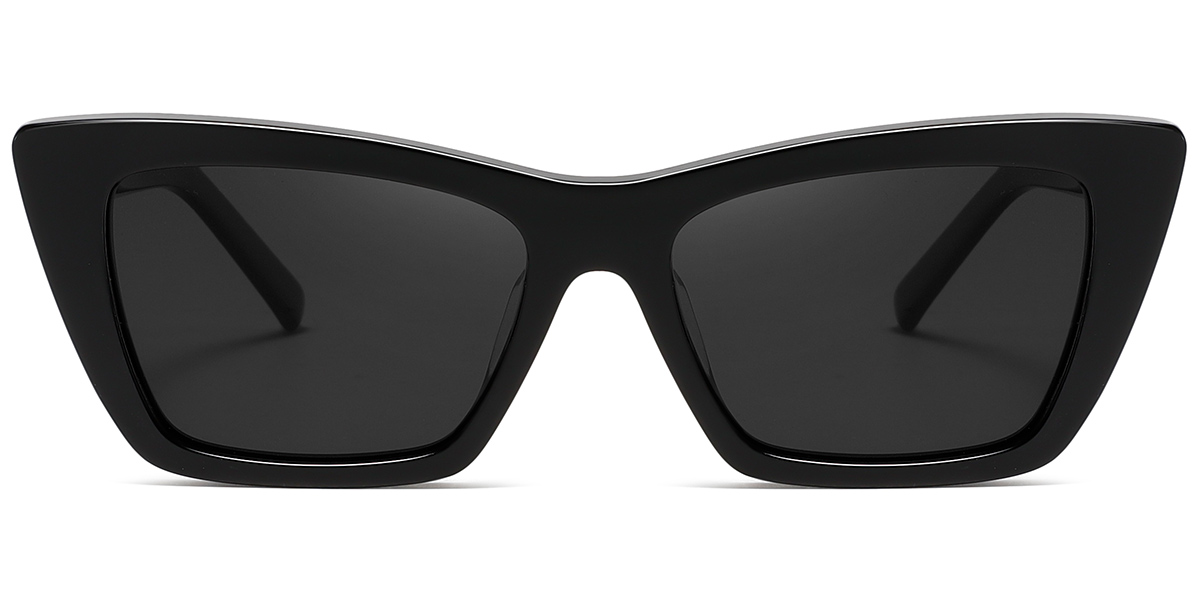 Acetate Rectangle Sunglasses black+dark_grey_polarized