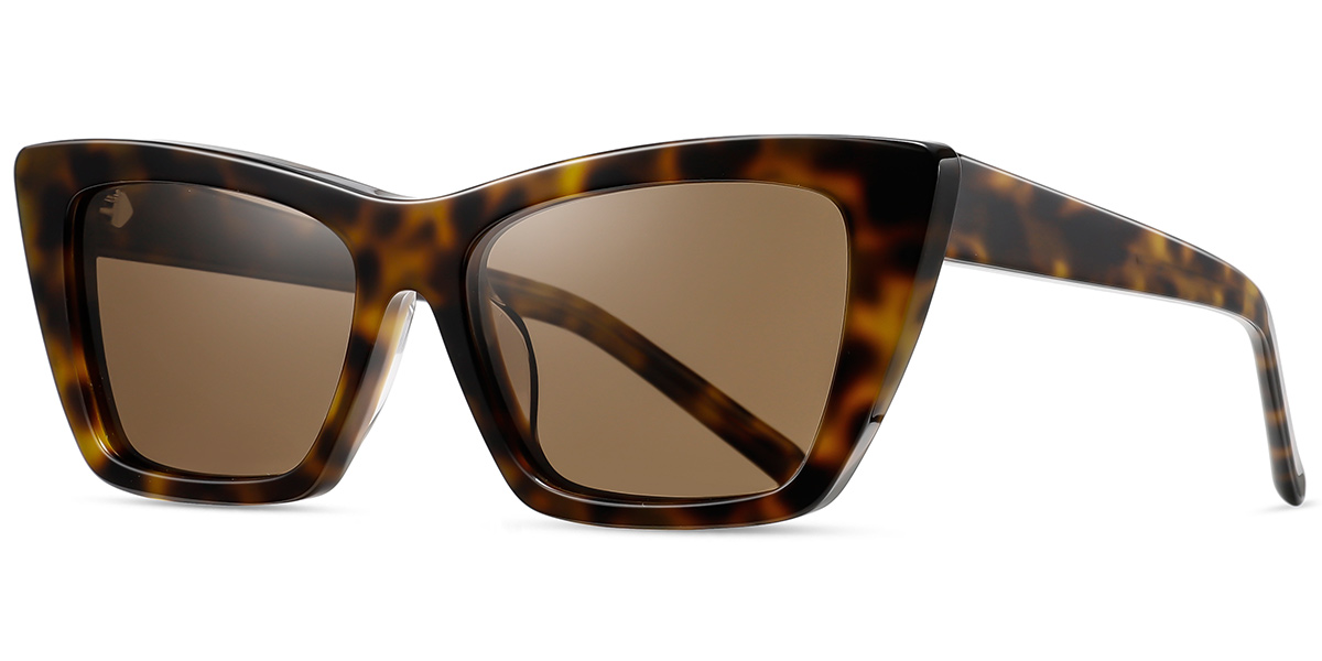 Acetate Rectangle Sunglasses tortoiseshell+amber_polarized