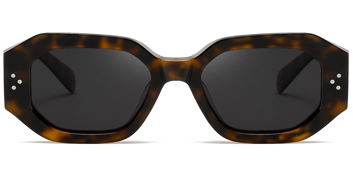 Acetate Rectangle Sunglasses tortoiseshell+dark_grey_polarized