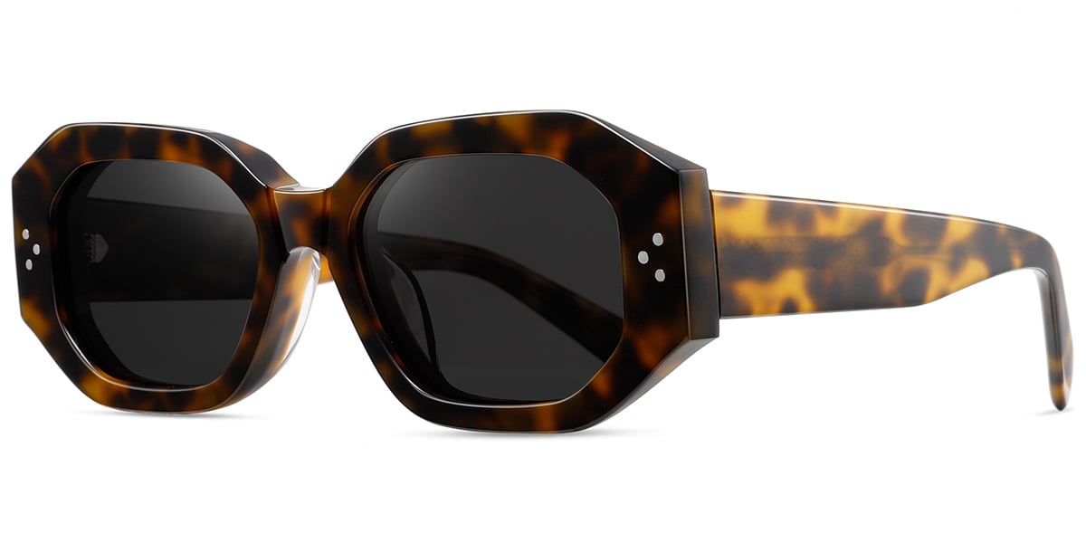 Acetate Rectangle Sunglasses tortoiseshell+dark_grey_polarized