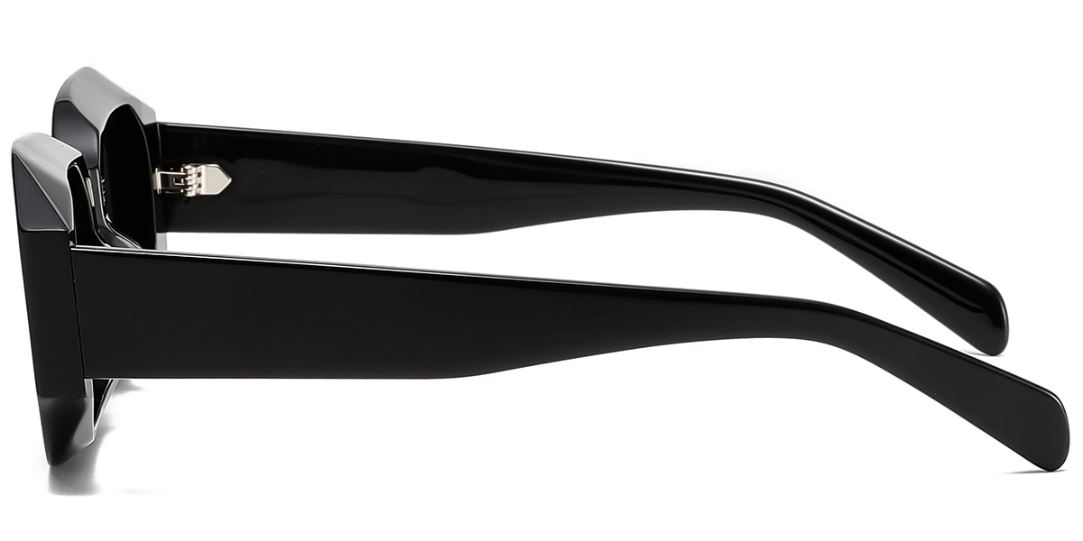 Acetate Rectangle Sunglasses black+dark_grey_polarized