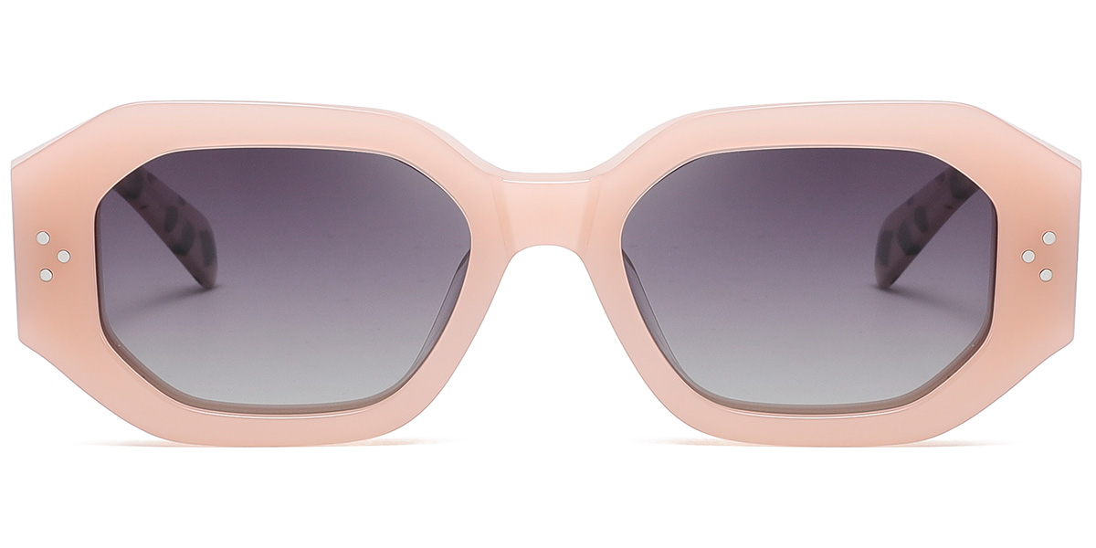 Acetate Rectangle Sunglasses pink+gradient_grey_polarized