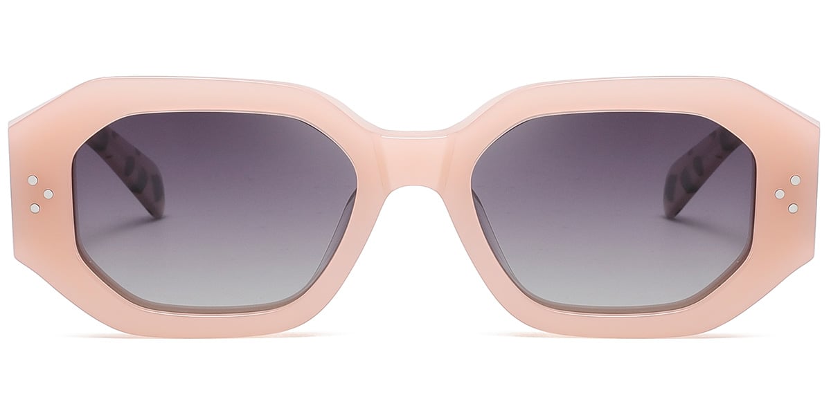 Acetate Rectangle Sunglasses pink+gradient_grey_polarized