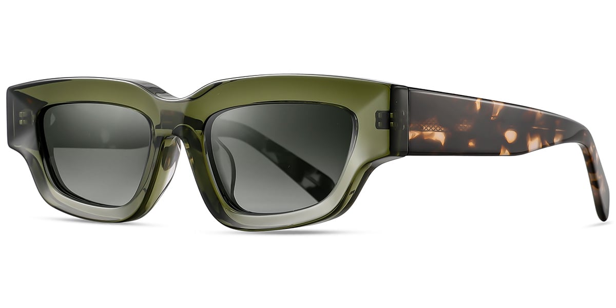 Acetate Rectangle Sunglasses translucent-green+gradient_green_polarized