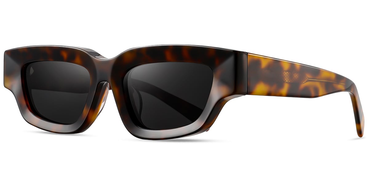 Acetate Rectangle Sunglasses tortoiseshell+dark_grey_polarized