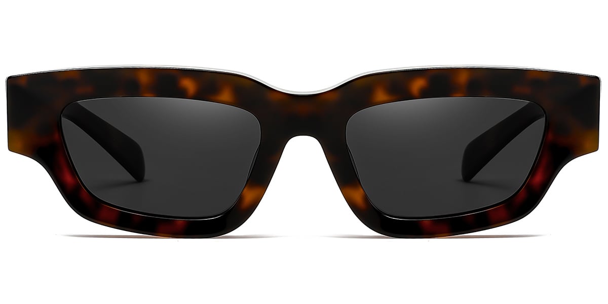 Acetate Rectangle Sunglasses tortoiseshell+dark_grey_polarized