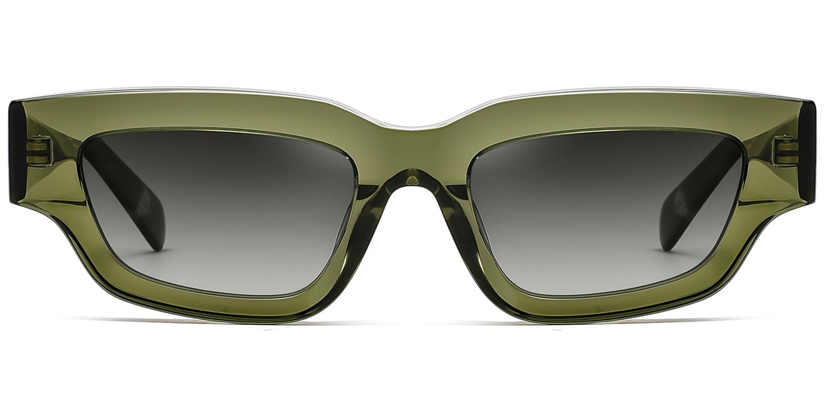 Acetate Rectangle Sunglasses translucent-green+gradient_green_polarized