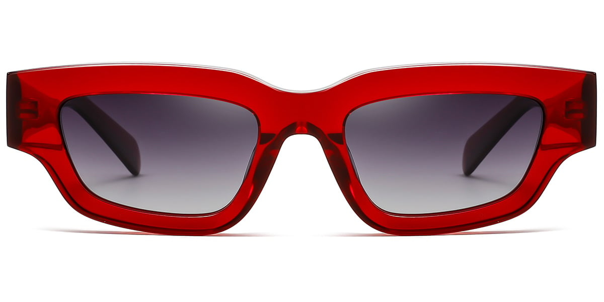 Acetate Rectangle Sunglasses translucent-red+gradient_grey_polarized