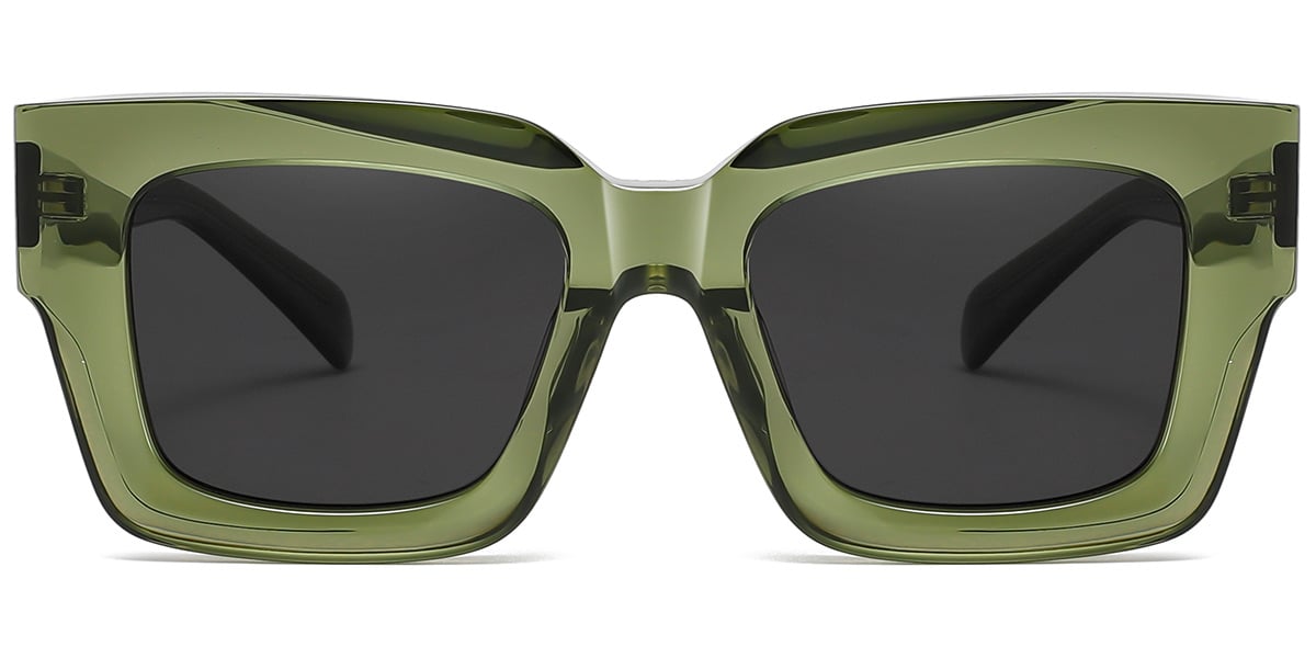 Acetate Square Sunglasses translucent-green+dark_grey_polarized