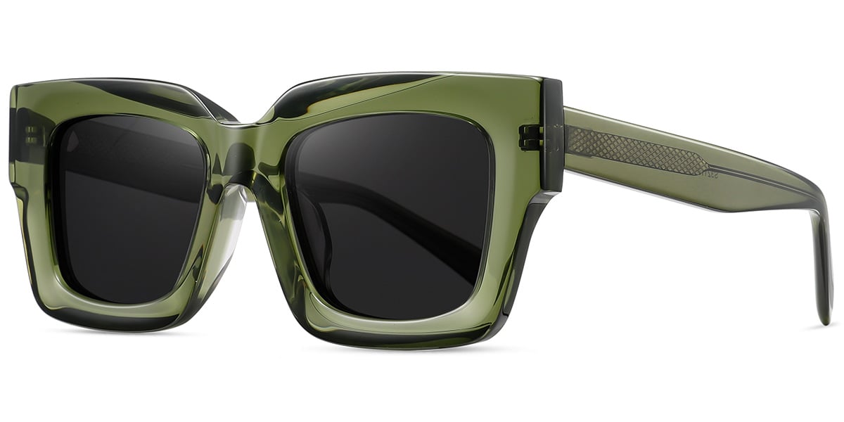 Acetate Square Sunglasses translucent-green+dark_grey_polarized