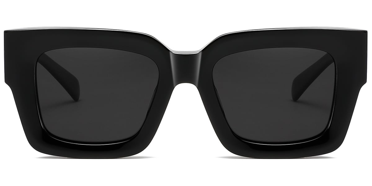 Acetate Square Sunglasses bright_black+dark_grey_polarized