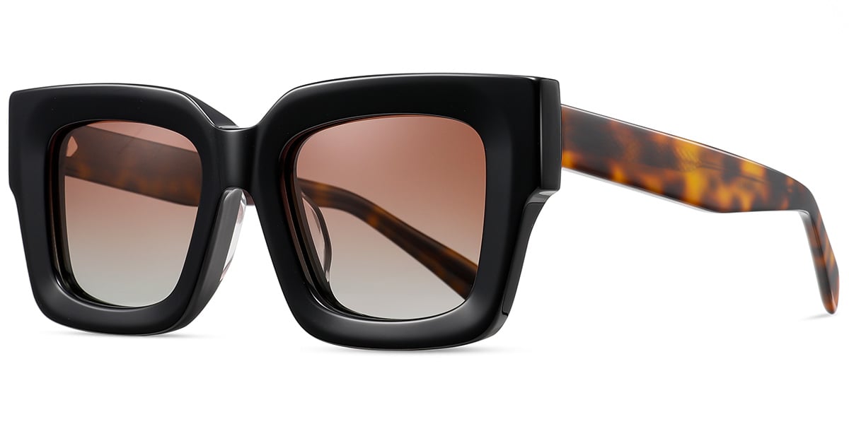 Acetate Square Sunglasses bright_black+gradient_amber_polarized