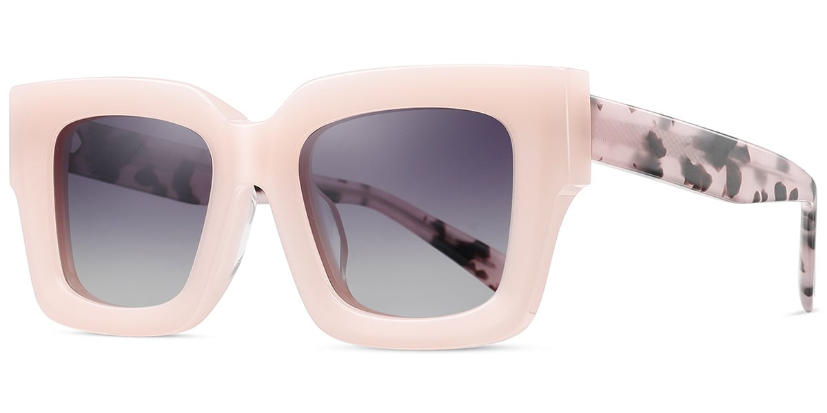 Acetate Square Sunglasses pink+gradient_grey_polarized