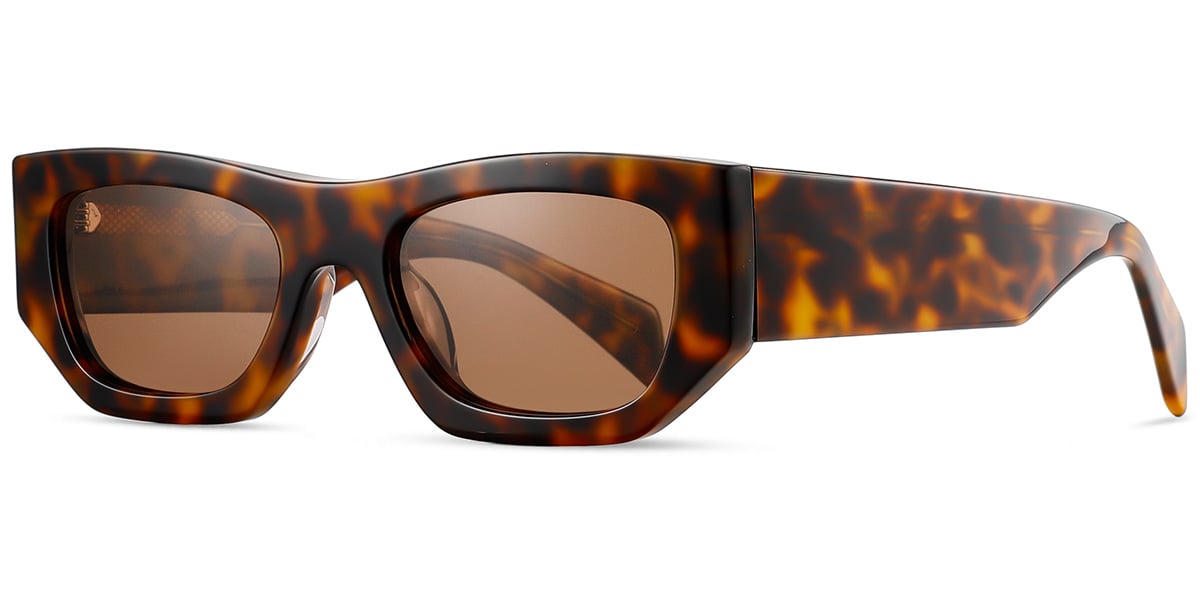 Acetate Rectangle Sunglasses tortoiseshell+amber_polarized