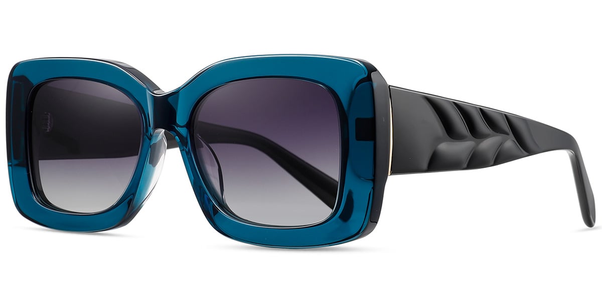 Acetate Square Sunglasses translucent-blue+gradient_grey_polarized