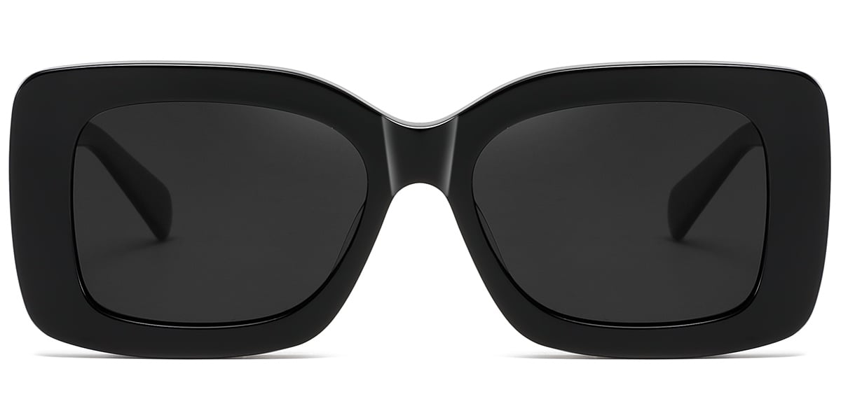 Acetate Square Sunglasses black+dark_grey_polarized