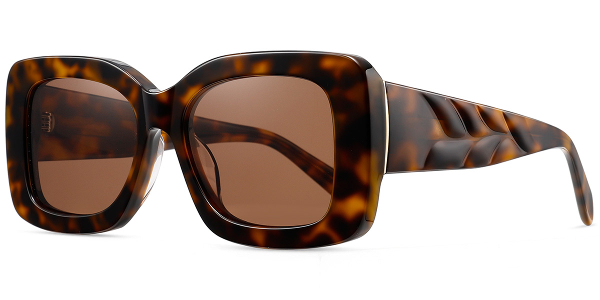 Acetate Square Sunglasses tortoiseshell+amber_polarized