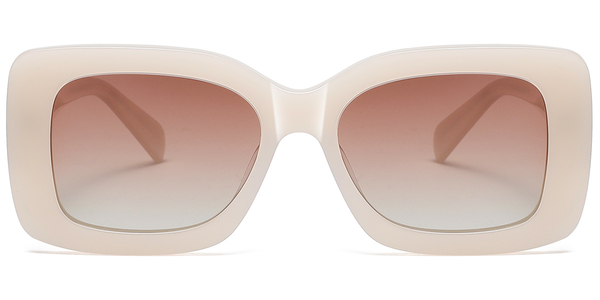 Acetate Square Sunglasses beige+gradient_pink_polarized