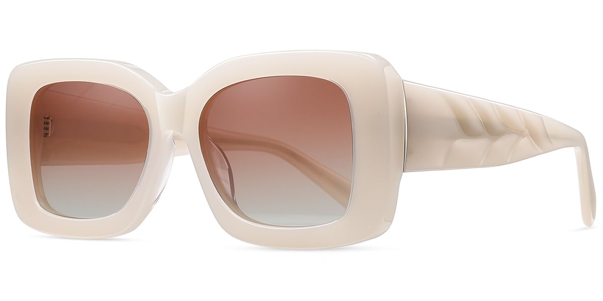 Acetate Square Sunglasses beige+gradient_pink_polarized