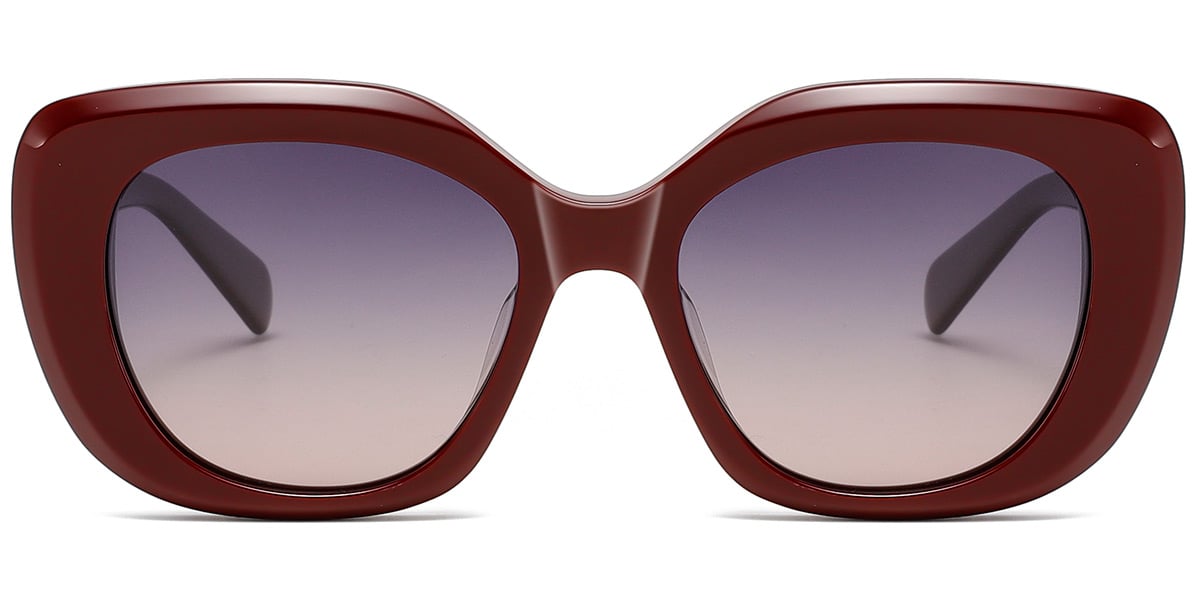 Acetate Square Sunglasses wine_red+purple-pink_polarized