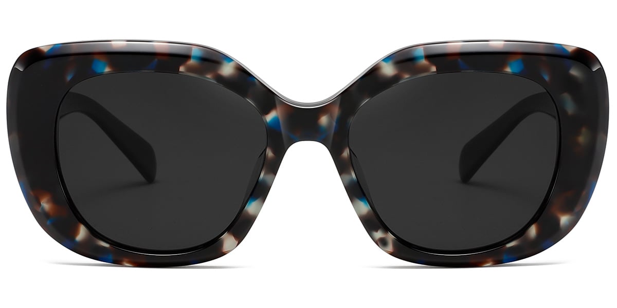 Acetate Square Sunglasses pattern-blue+dark_grey_polarized