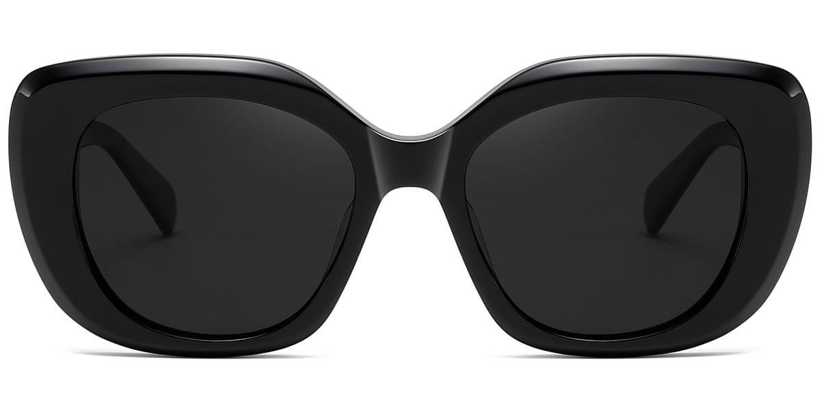 Acetate Square Sunglasses black+dark_grey_polarized