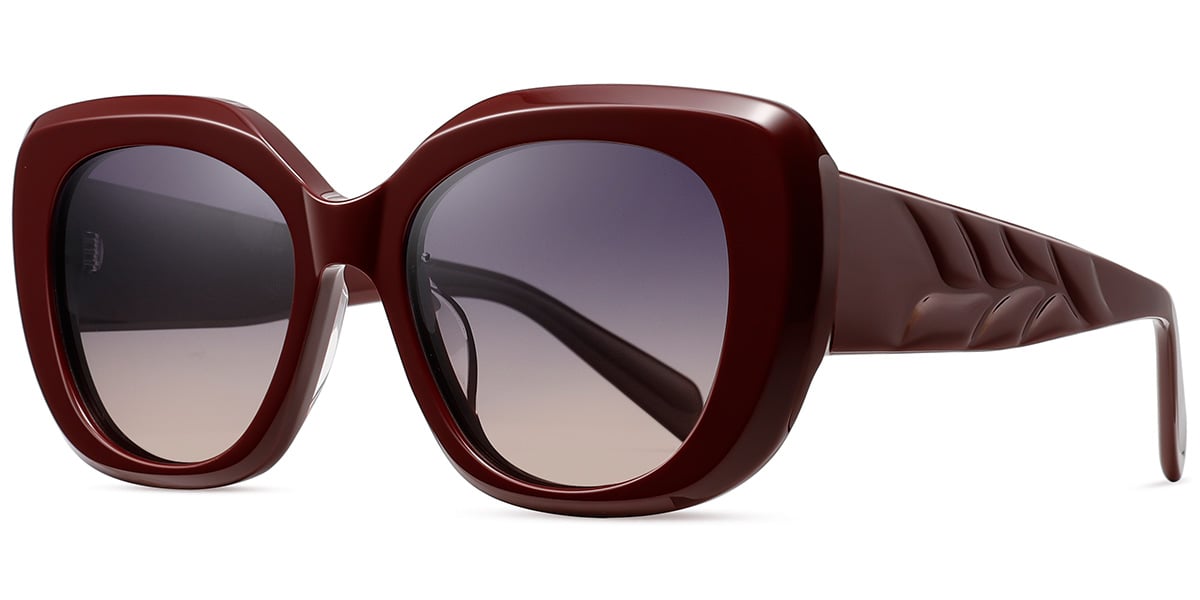 Acetate Square Sunglasses wine_red+purple-pink_polarized