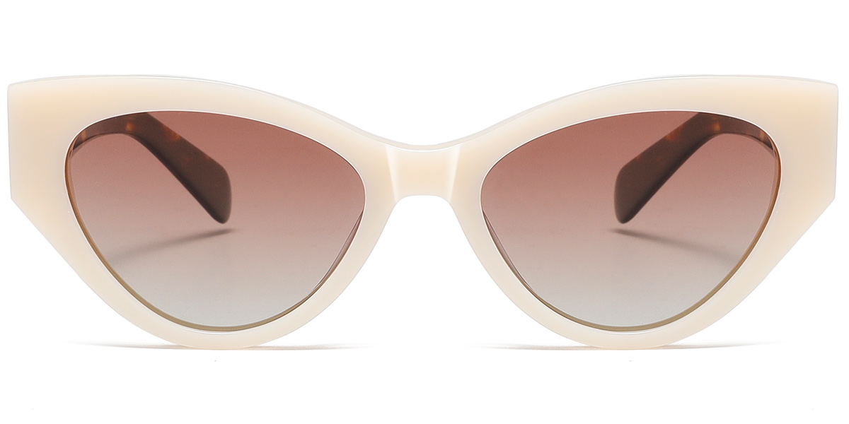 Acetate Cat Eye Sunglasses beige+gradient_pink_polarized