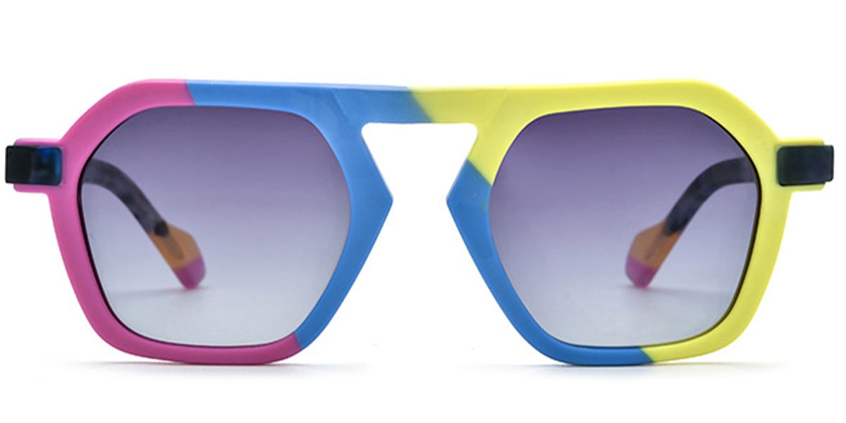 Acetate Square Sunglasses pattern-blue+gradient_grey_polarized