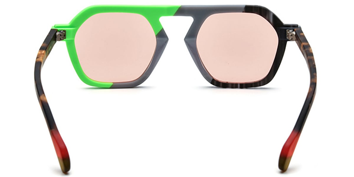 Acetate Square Sunglasses pattern-grey+rose_polarized