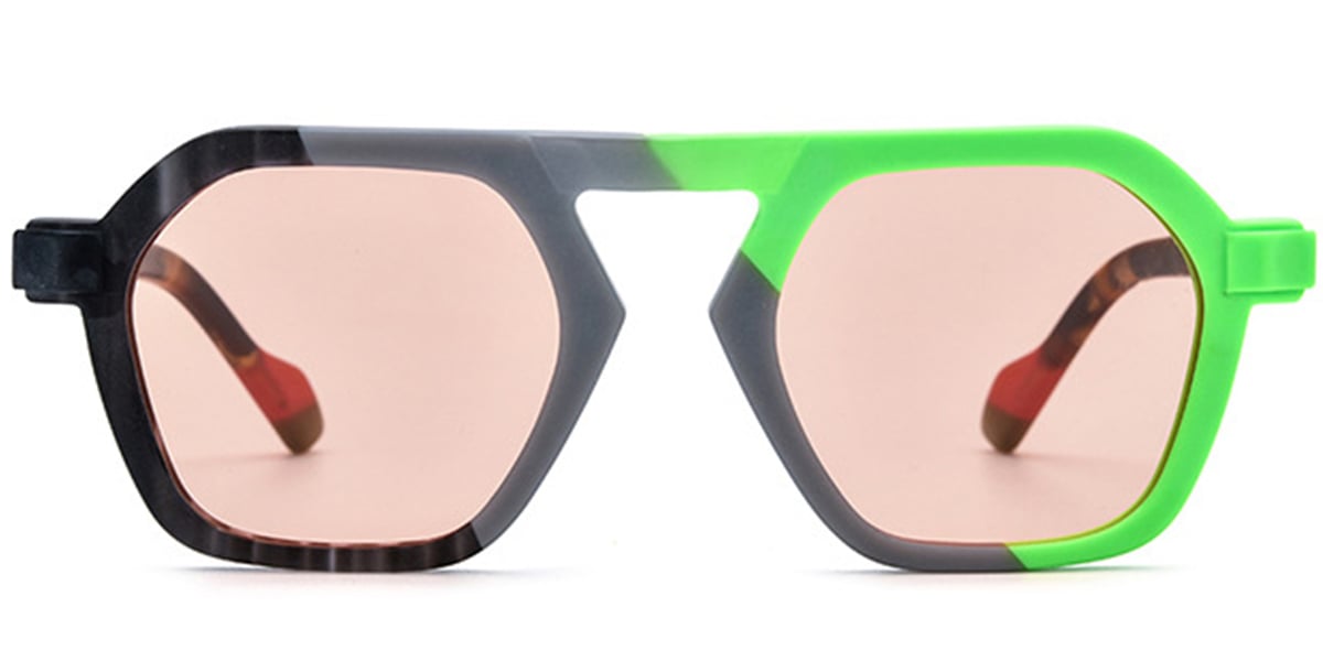 Acetate Square Sunglasses pattern-grey+rose_polarized