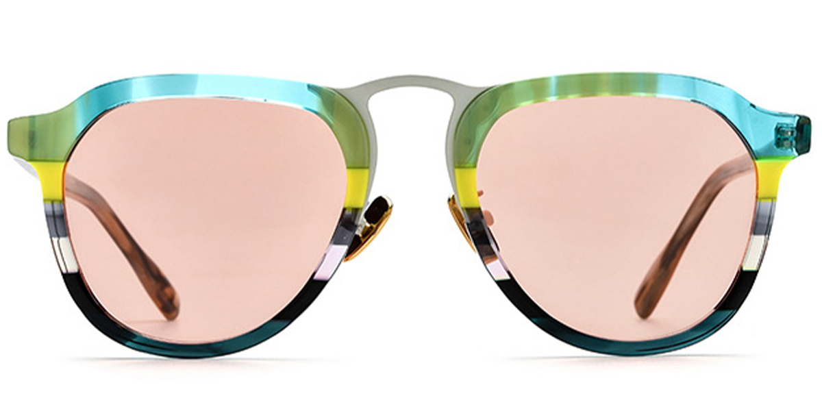 Acetate Aviator Sunglasses pattern-white+rose_polarized