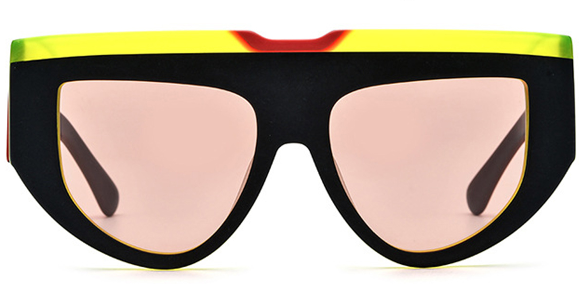 Acetate Geometric Sunglasses pattern-green+rose_polarized