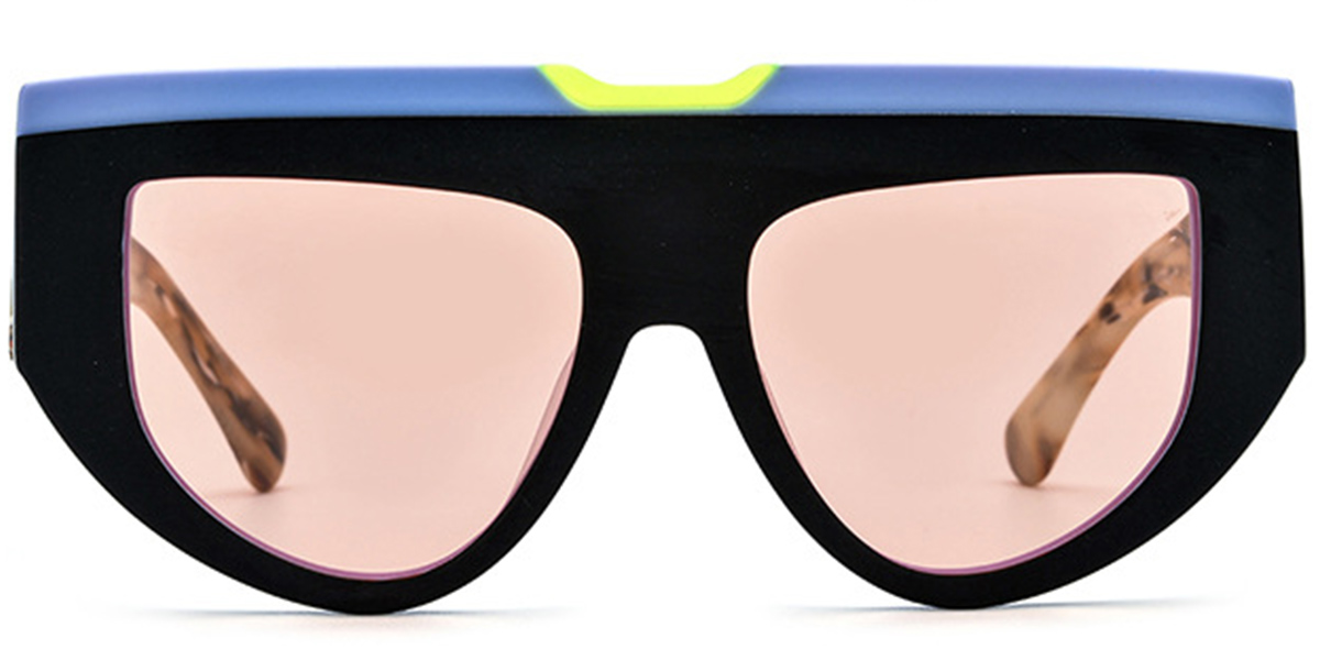 Acetate Geometric Sunglasses pattern-blue+rose_polarized