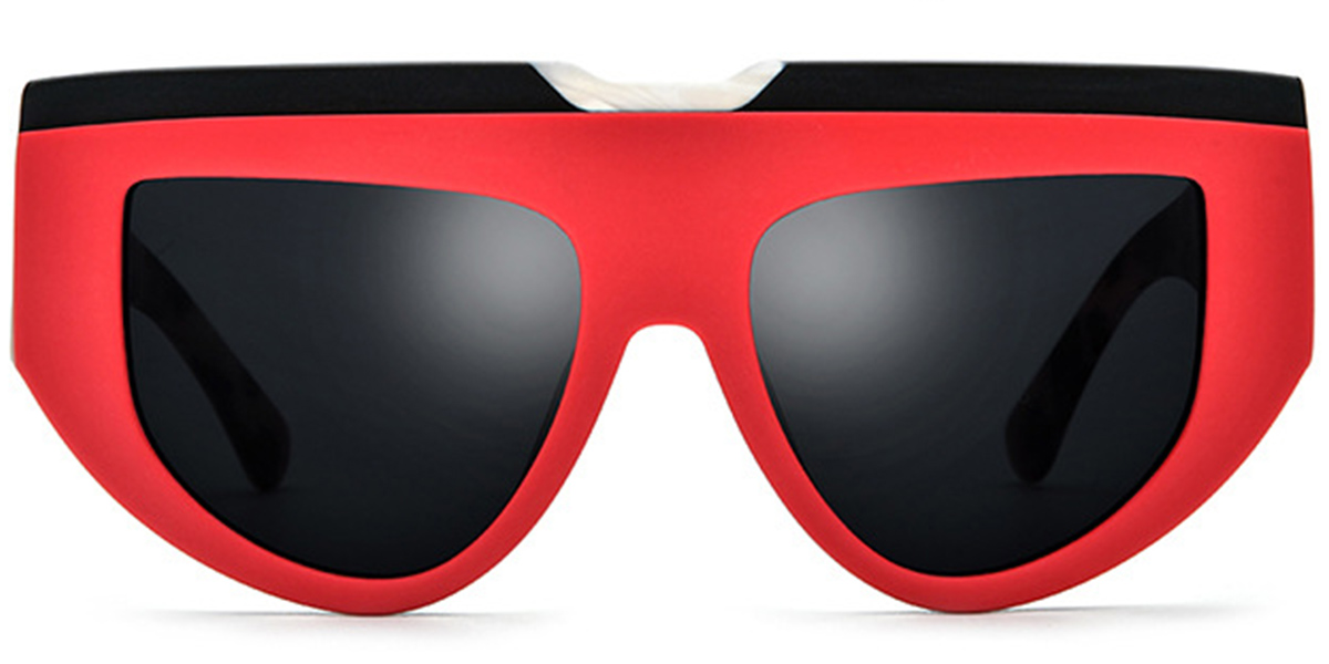 Acetate Geometric Sunglasses pattern-red+dark_grey_polarized