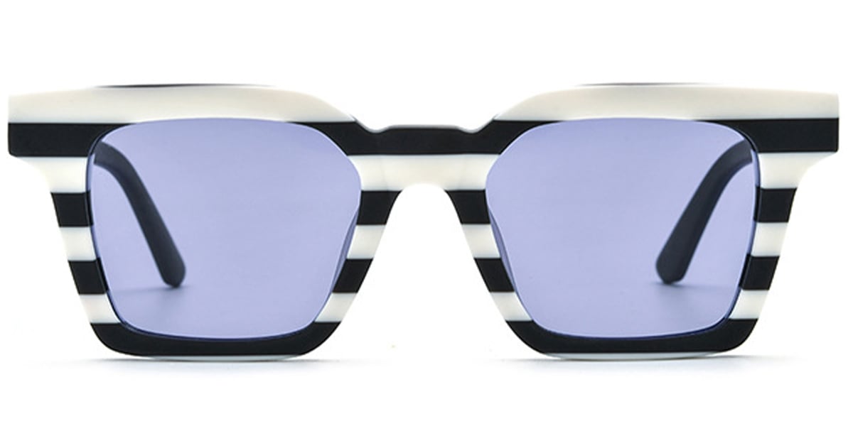 Acetate Square Sunglasses pattern-white+purple_polarized