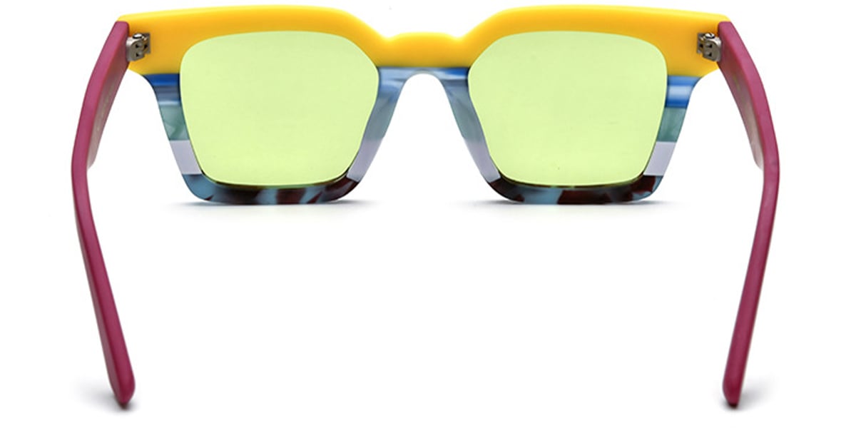 Acetate Square Sunglasses pattern-yellow+green_polarized