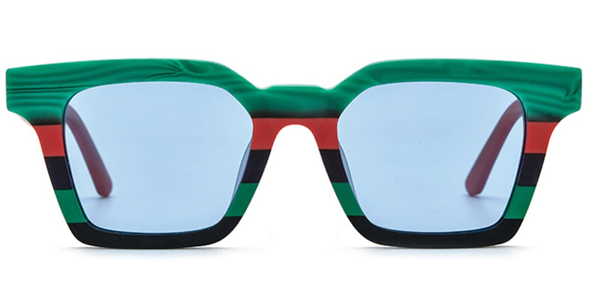 Acetate Square Sunglasses pattern-green+blue_polarized