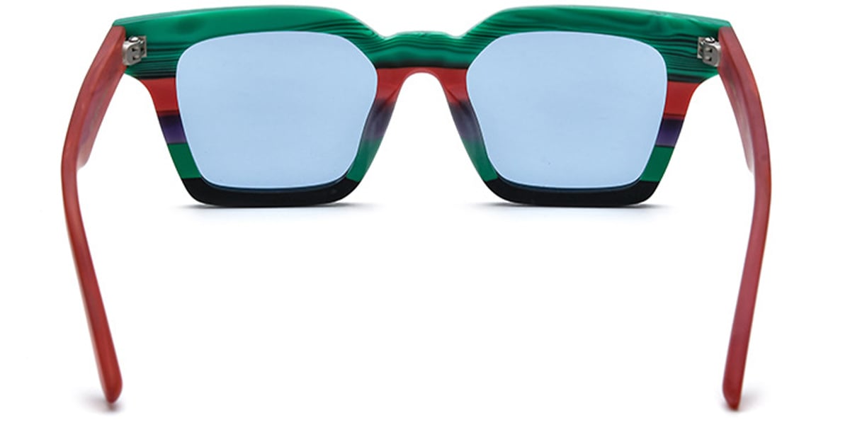 Acetate Square Sunglasses pattern-green+blue_polarized